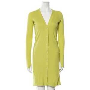 Alix NYC Lime Green Button-Up Cardigan Dress